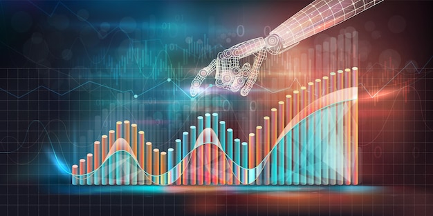 Infografías de las nuevas tecnologías en el mercado bursátil y la dinámica de crecimiento positiva