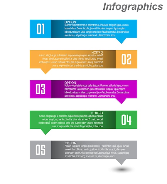 Infografías con pasos y opciones para el diseño de negocios y la plantilla del sitio web
