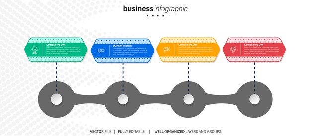 Infografías plantilla de diseño de gráficos de negocios Puede colocar contenido relevante en el vector de área illu