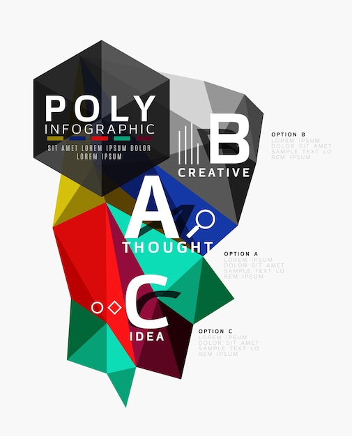 Infografías poligonales de colores abstractas vectoriales