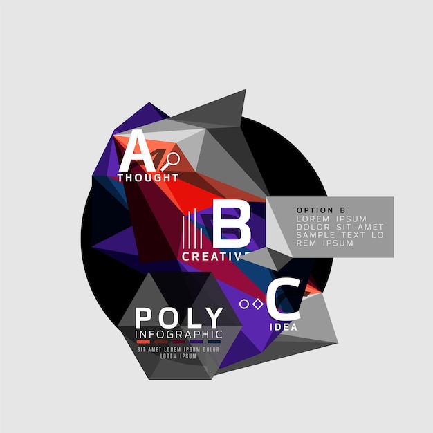 Infografías poligonales de colores abstractas vectoriales