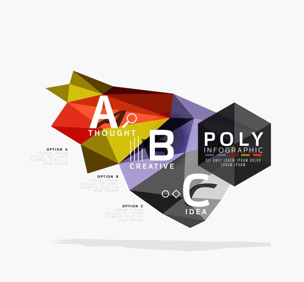 Infografías poligonales de colores abstractas vectoriales