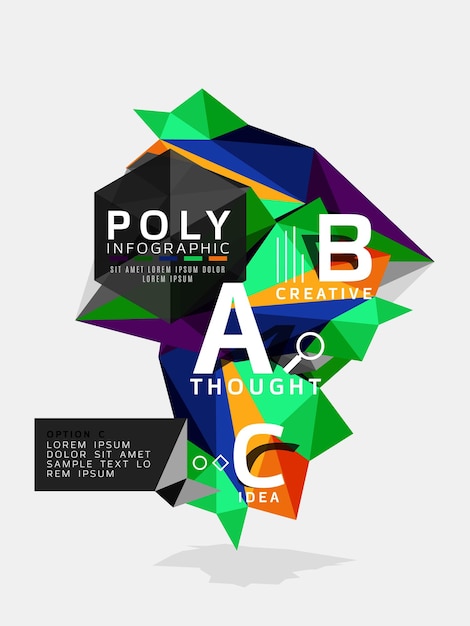 Infografías poligonales de colores abstractas vectoriales