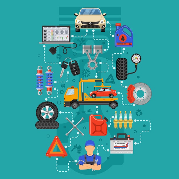 Infografías de servicio de automóviles