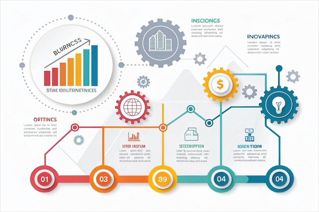 Infográfico de crecimiento de negocios y flujo de procesos