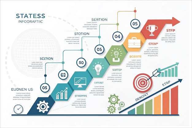 Infográfico de crecimiento de negocios y flujo de procesos
