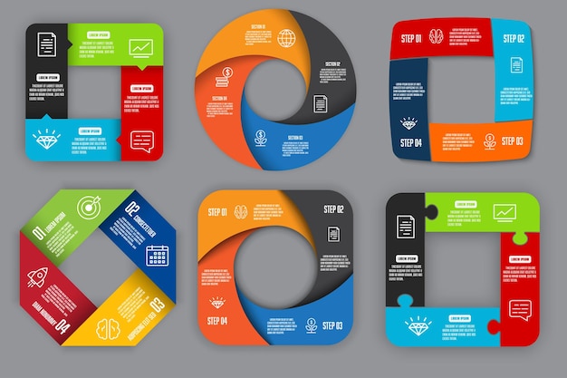 Infográfico gráfico en 4 pasos Concepto de inicio Infográfico para información empresarial