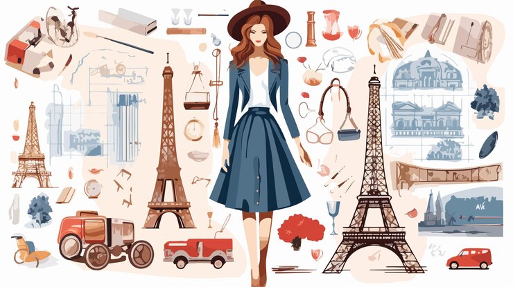 Vector infográfico de moda de estilo francés con diseño elegante y chic para chicas