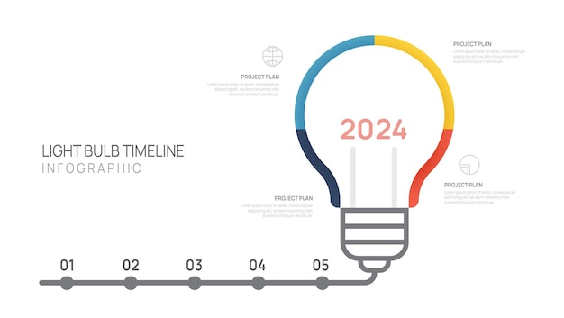 Vector infográfico de negocios línea de tiempo de la bombilla icono gráfico vectorial gráfico gráfico de negocios gráfico financiero 2024