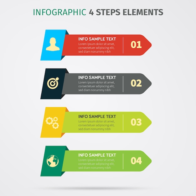 INFOGRAPHIC 4 STEPS ELEMENTS. ILUSTRACIONES VECTORIALES