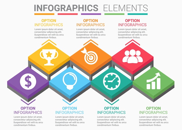 Infographics elemento abstracto isométrico concepto exitoso