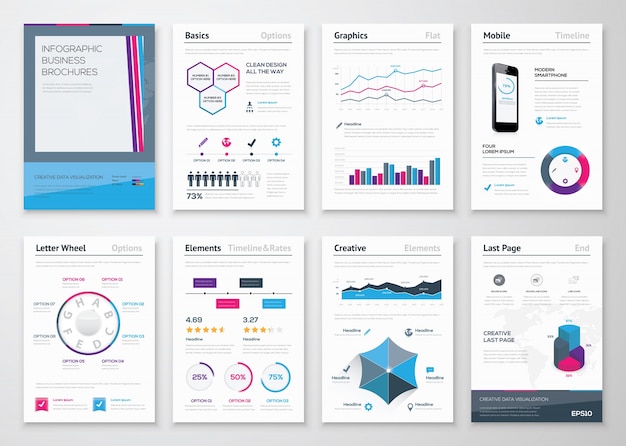 Infographics folletos empresariales para la visualización de datos corporativos