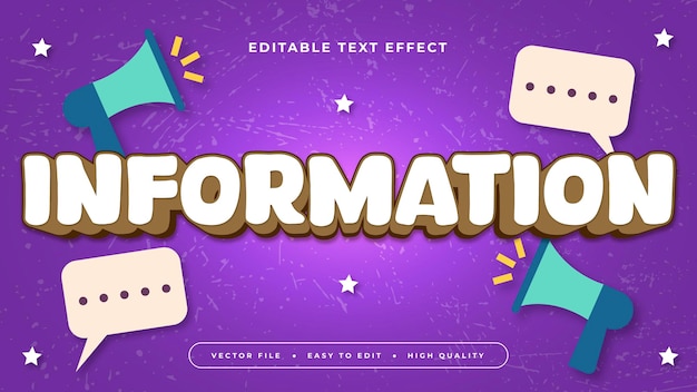 Información azul blanco y púrpura violeta estilo de fuente de efecto de texto editable en 3D