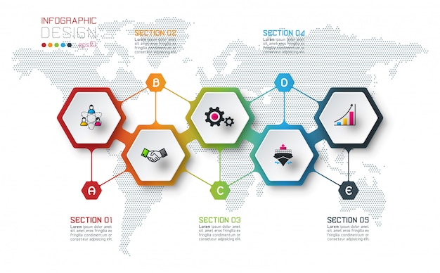 Información del hexágono en arte gráfico vectorial.