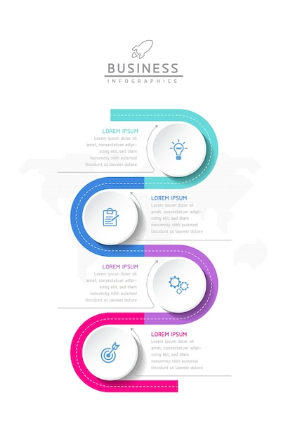 Información de marketing de plantilla de diseño de infografías de ilustración vectorial con 4 opciones o pasos