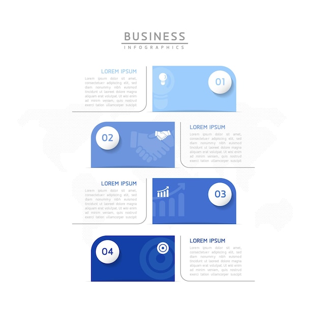 Información de marketing de plantilla de diseño de infografías de ilustración vectorial con 4 opciones o pasos