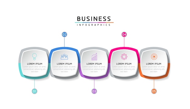 Información de marketing de plantilla de diseño de infografías de ilustración vectorial con 5 opciones o pasos