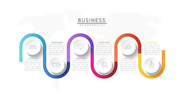 Información de marketing de plantilla de diseño de infografías de ilustración vectorial con 6 opciones o pasos