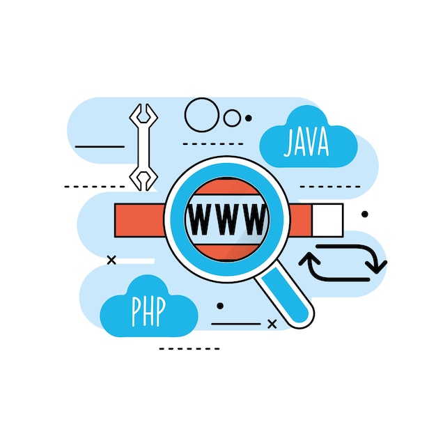 Vector información del proceso del sitio web a la tecnología de programación.