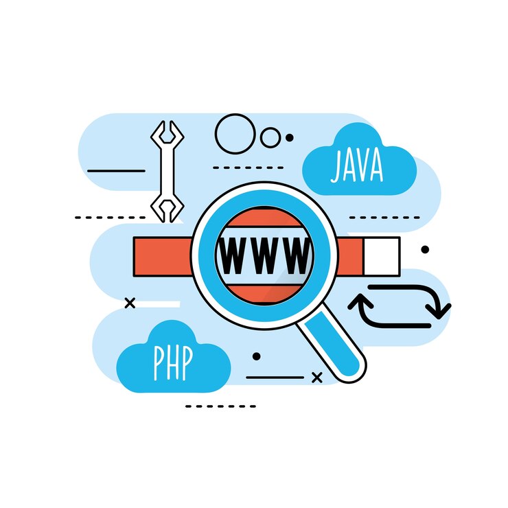 Vector información del proceso del sitio web a la tecnología de programación.