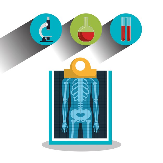 informar el servicio médico de los iconos de rayos x