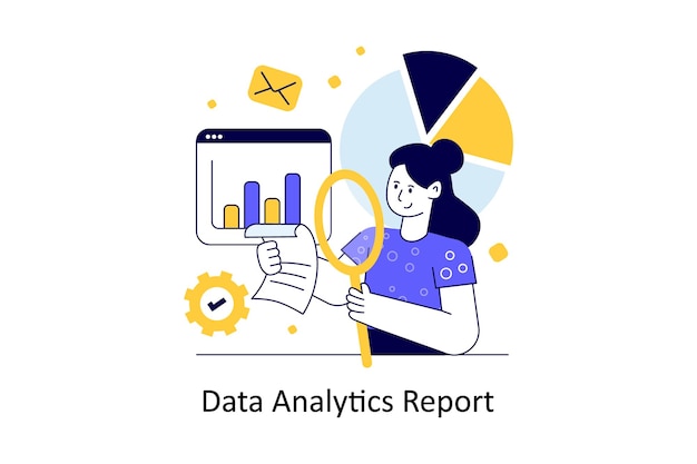 Informe de análisis de datos Diseño de estilo plano Ilustración vectorial Ilustración de stock