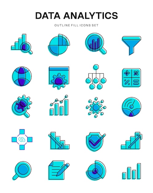 Vector informe de análisis de datos marketing esquema isométrico conjunto de iconos para una página web