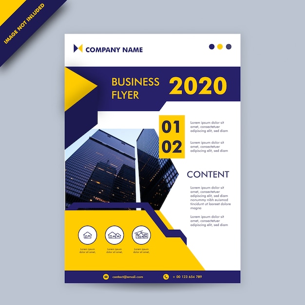 Informe anual de color azul y amarillo y plantilla de impresión comercial de portada