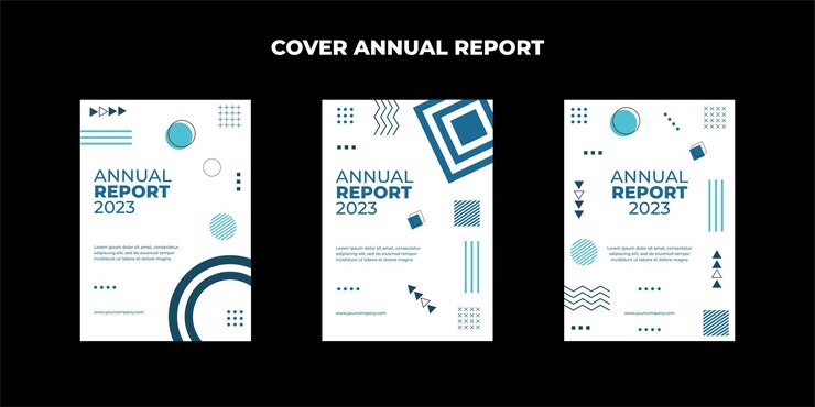 Informe anual de diseño de portada con resumen de diseño de geometría