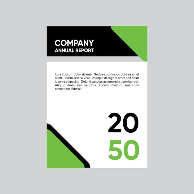 Informe anual de la empresa para 2050 modelo de diseño diseño de portada verde y negra diseño de folleto diseño de brochura