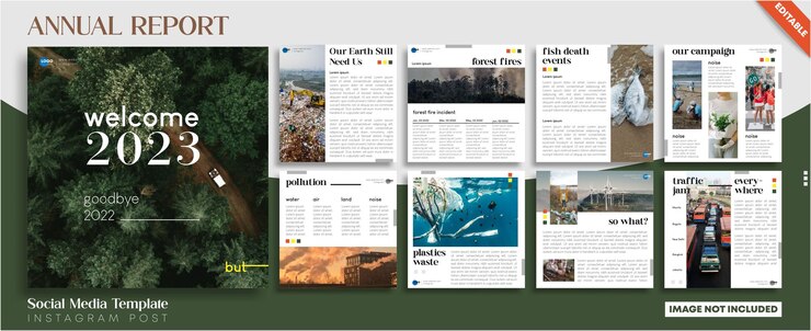 informe anual de la organización conjunto de plantillas de publicación de instagram