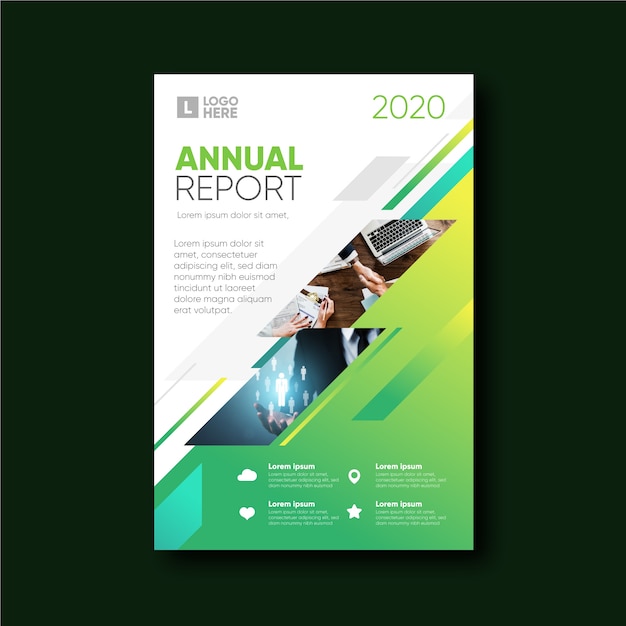 Informe anual de plantilla abstracta con foto