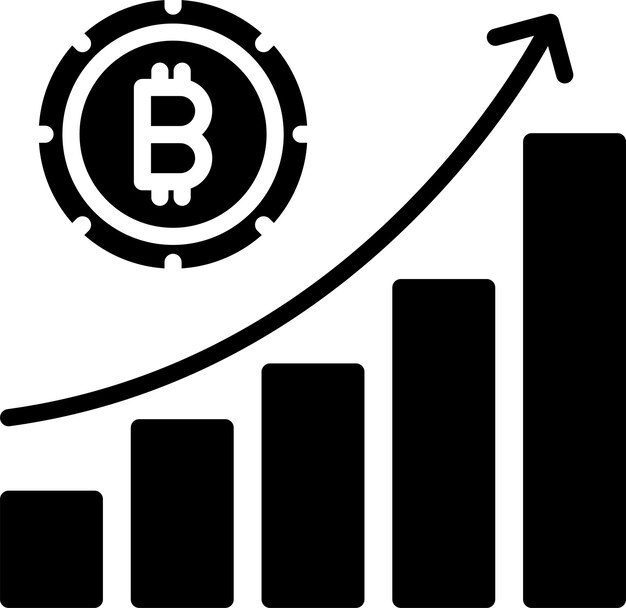 Informe de crecimiento de bitcoin Ilustración de vectores sólidos y glifos