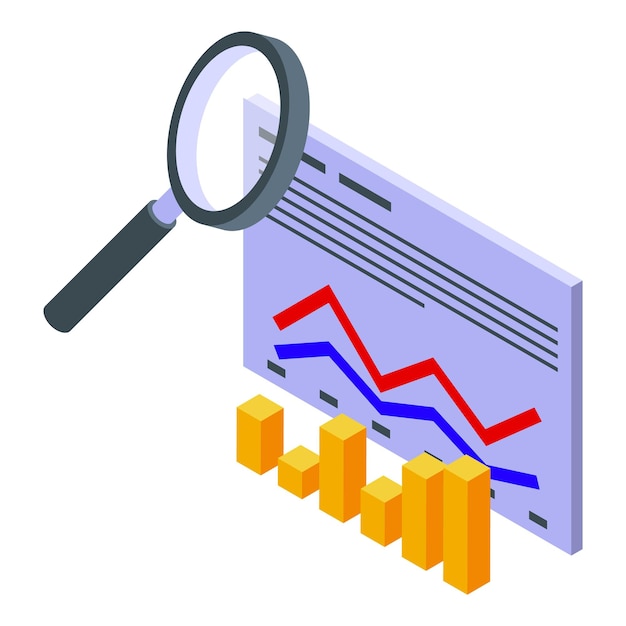 Informe de datos icono vector isométrico Rendimiento empresarial Monitor de empresa