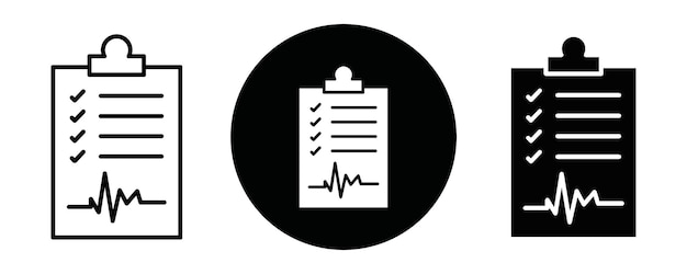 Informe de diagnóstico Colección o conjunto de iconos de esquema Informe de diagnosis Arte de líneas vectoriales delgadas