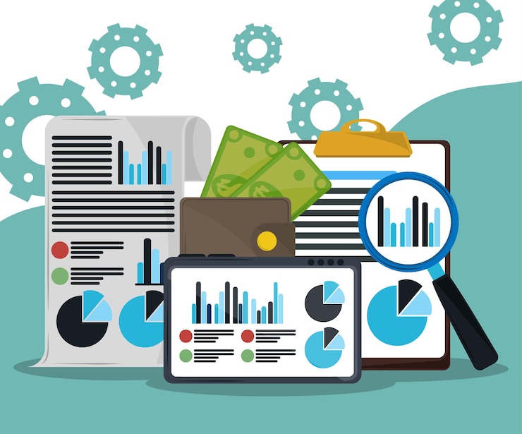 Vector informe financiero y consultoría