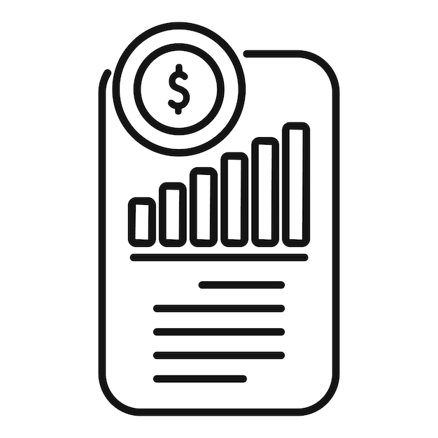 Informe financiero que muestra ganancias crecientes con gráfico de barra ascendente y símbolo de dólar