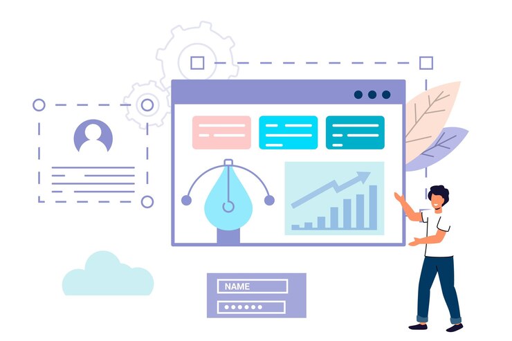 Vector informe de investigación financiera de análisis global de análisis de big data empresarial