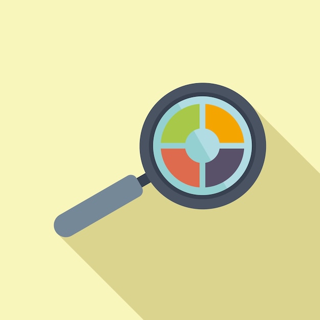 Informe lupa icono vector plano Negocio digital Datos de mercado