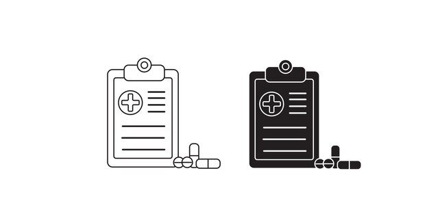 Informe médico documento médico conceptos de seguro de salud diseño plano ilustración vectorial