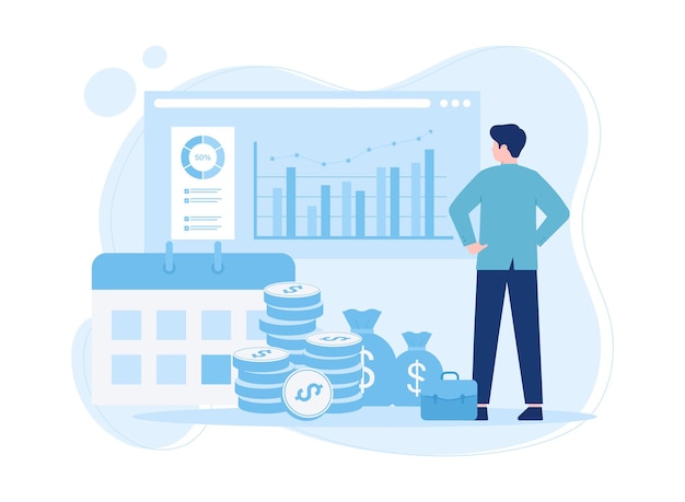 informe mensual concepto de análisis de datos ilustración plana