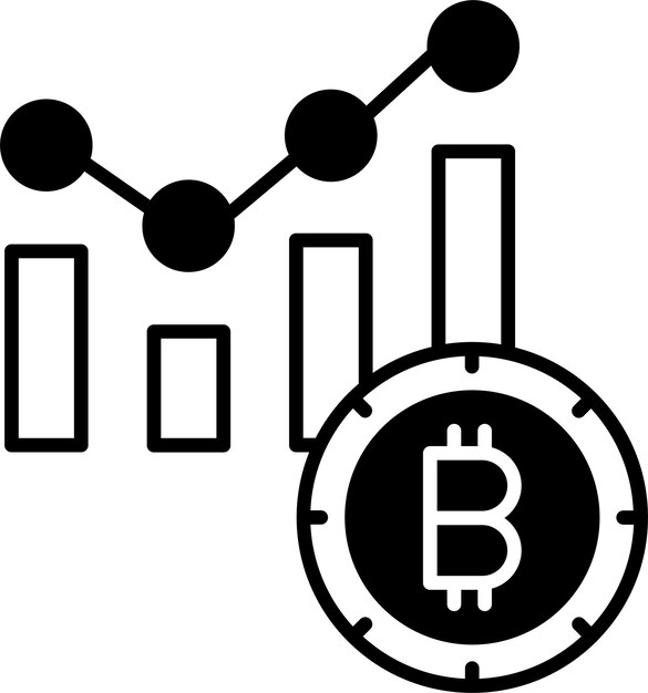 Informe de minería de bitcoin Ilustración vectorial de glifos sólidos