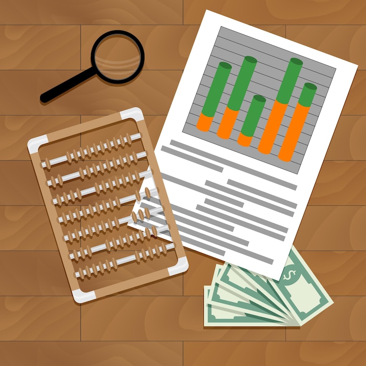 Vector informe de papeleo economía
