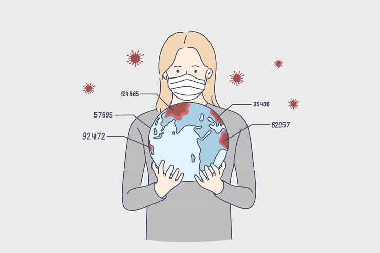 Vector informe, riesgo biológico, coronavirus, concepto de peligro.