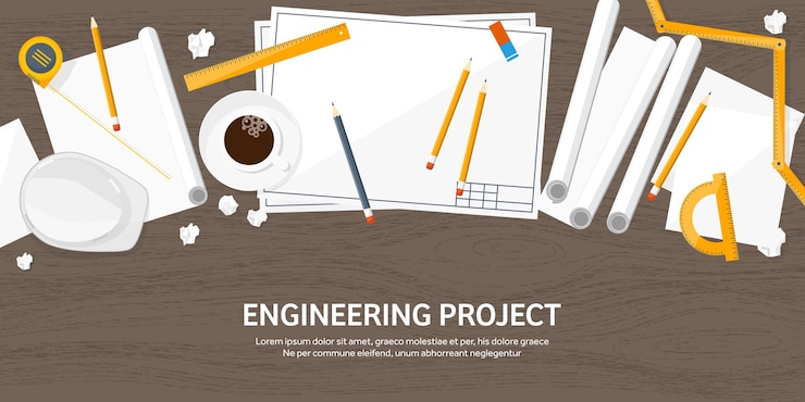 Vector ingeniería y arquitectura ilustración vectorial dibujo y proyecto arquitectónico de construcción