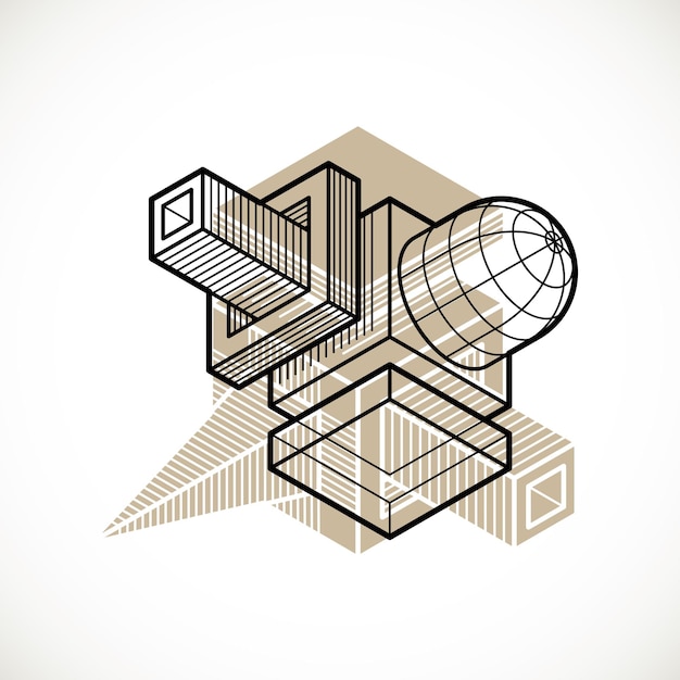 Ingeniería de construcción tridimensional, forma trigonométrica vectorial abstracta.