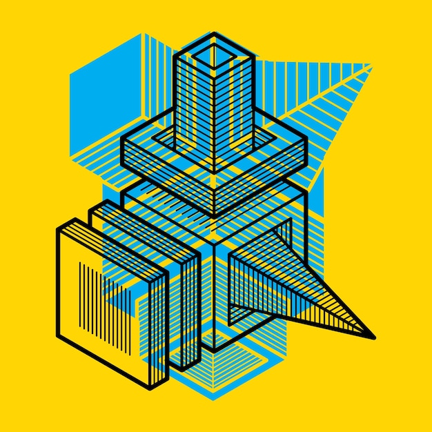 Ingeniería de construcción tridimensional, forma trigonométrica vectorial abstracta.
