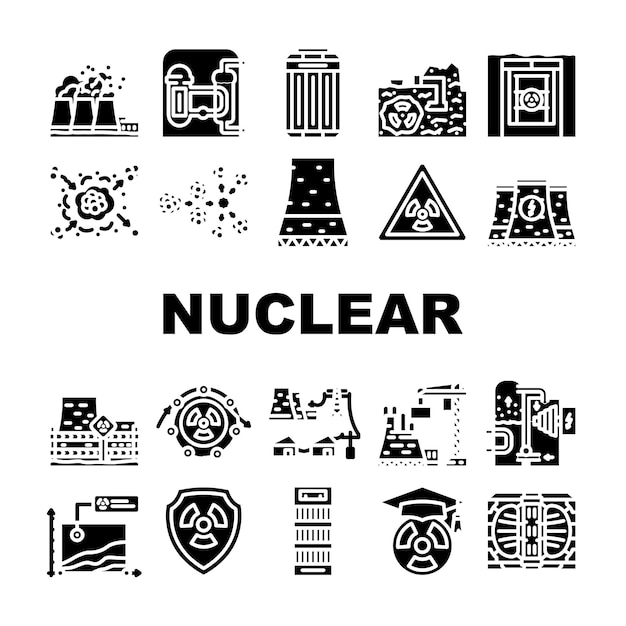 ingeniero de energía nuclear íconos de átomo conjunto vector