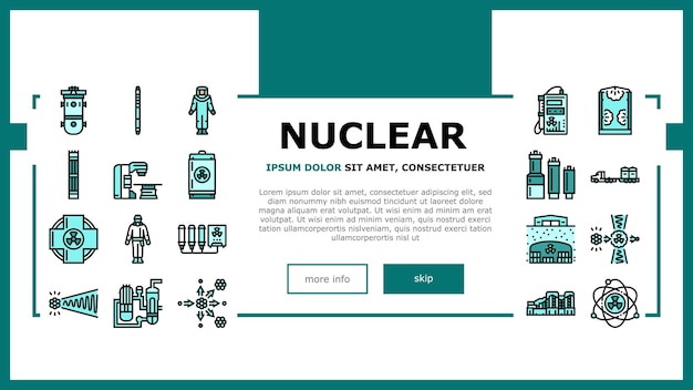 ingeniero nuclear energía energía aterrizaje página web vector industria tecnología planta fábrica electricidad estación industrial equipo ingeniero nuclear energía energía ilustración