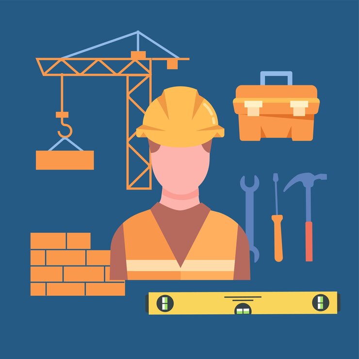 Vector ingeniero en sombrero de construcción